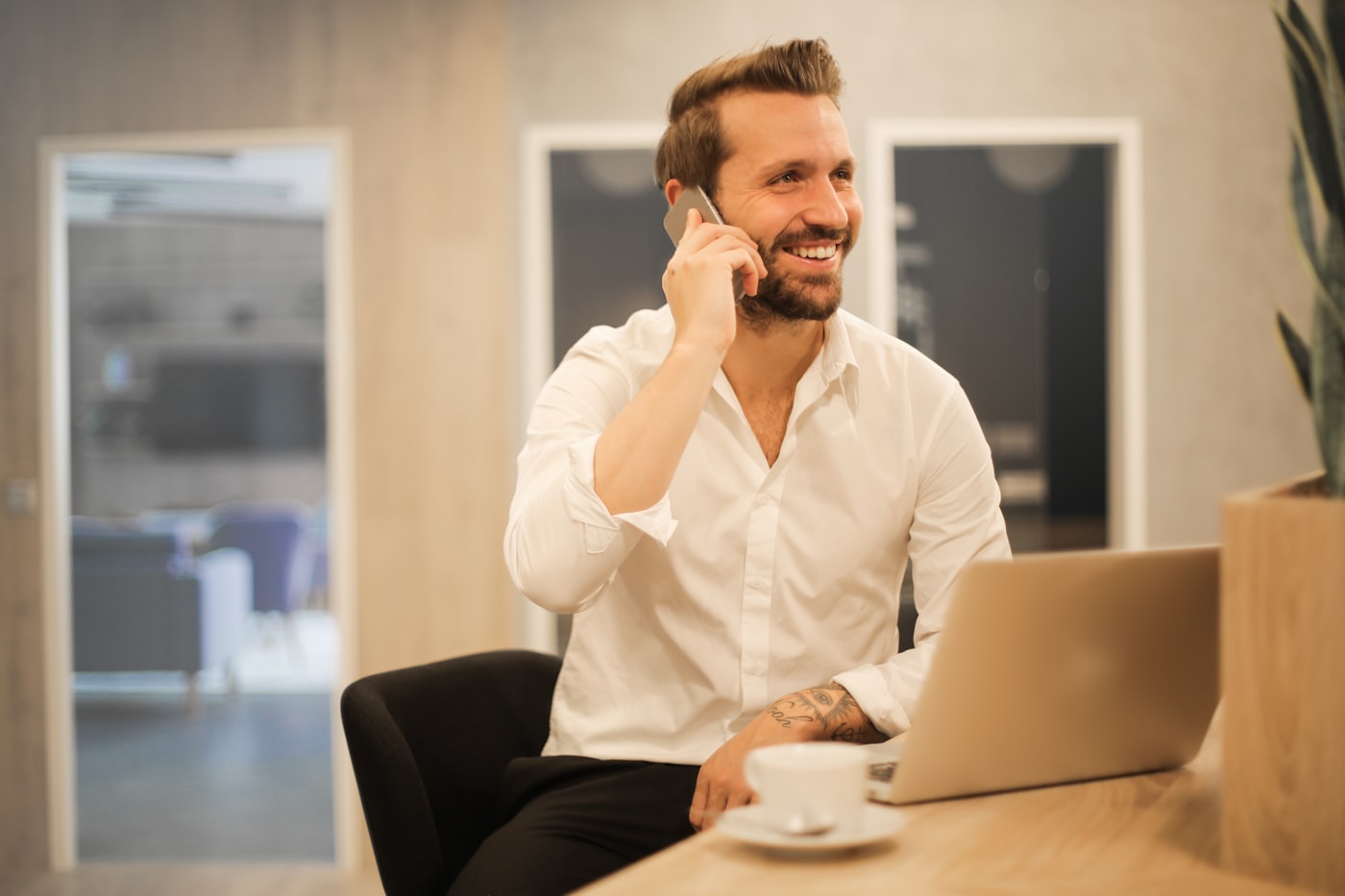 Entrepreneur relaxed at work